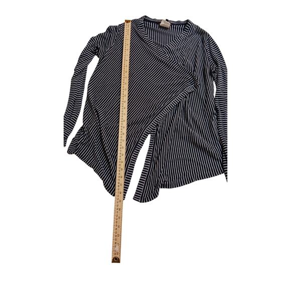 BCBG MaxAzria Open Front Womens Medium Black Stripe Long Sleeve Cardigan Top - Picture 8 of 9